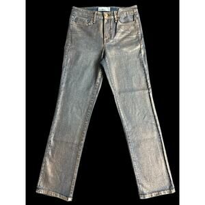 Sam Edelman Womens Designer Jeans, GOLD Accents, High Rise Slim Straight Size 25